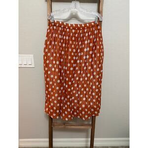 Her Dynasty Rust Orange Polka Dot Midi Skirt Elastic Waist-large